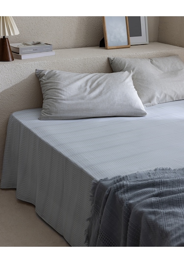 Madame Coco Delrico Tek Kişilik Pamuklu Çarşaf Takımı - Bej Ekru