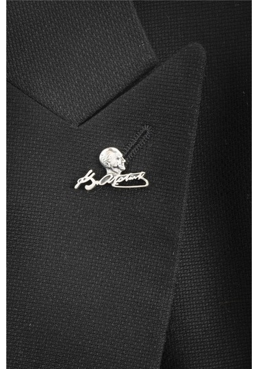 Atatürk İmzalı Ve Silüetli Gümüş Rozet -8476 Gümüş