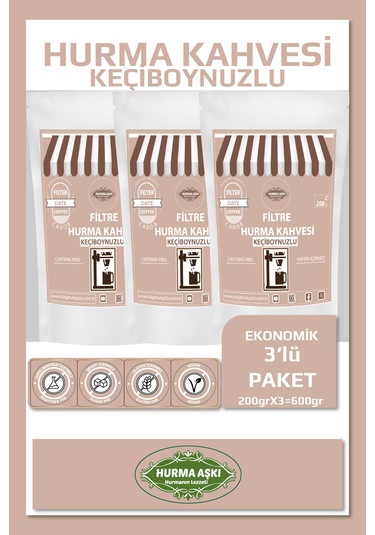 Hurma Aşkı Filtre Hurma Kahvesi Keçiboynuzlu 3 x 200 G