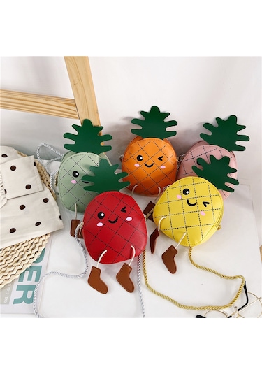 Sevimli Ananaslı Çocuk Çapraz Askılı Çanta-yeşil Yeşil