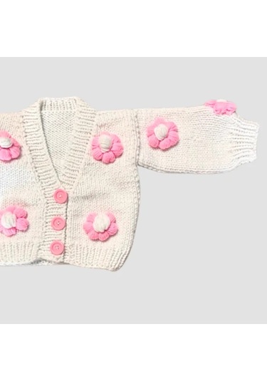 Uretti - Gülnur 2184 - El Örgüsü Çiçek Motifli Çoraplı Kız Çocuk Hırka 4 Yaş - Beyaz Beyaz Uretti - Gülnur 2184 - El Örgüsü Çiçek Motifli Çoraplı Kız Çocuk Hırka 4 Yaş - Beyaz Beyaz