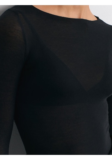 32122 Kayık Yaka Modal Kaşmir Ultra Hafif Bluz-siyah-10619 Siyah
