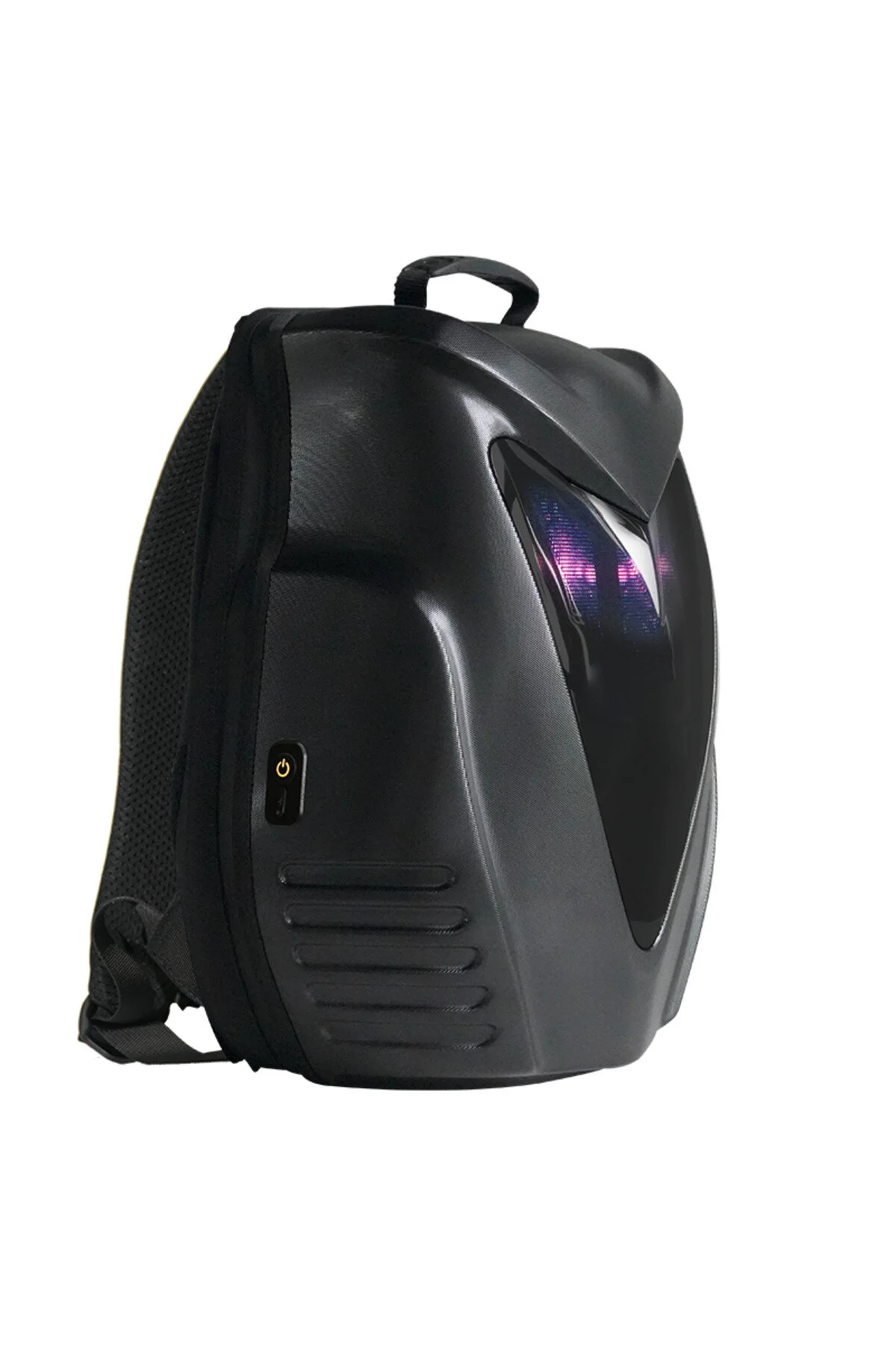 Led Baykuş Gözlü Akıllı Sırt Çantası Sert Kasa, Usb Şarj Girişli Siyah