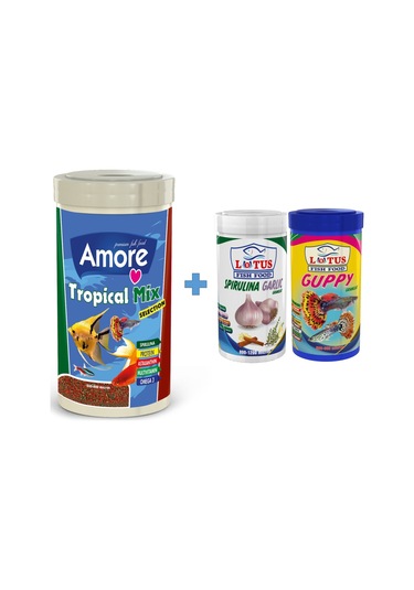 Tropical Mix 250ml Guppy 100ml Spirulina Garlic 100ml Balık Yemi