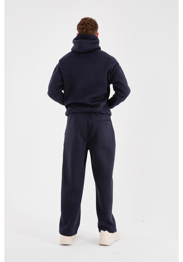 Rocqerx Q-1001 Q-4008 Kapüşonlu Sweat Bel Lastikli Pantolon Üç İplik Şardonlu Takım Lacı