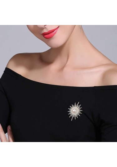 Altın Mizaç Ayçiçeği Broş Kadın Korsaj Giyim Aksesuarları Bayanlar Düğün Parti Takı Altın