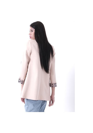 Feminist Taş Şal Yaka Leopar Astarlı Kruvaze Ceket 39711561.50 Taş