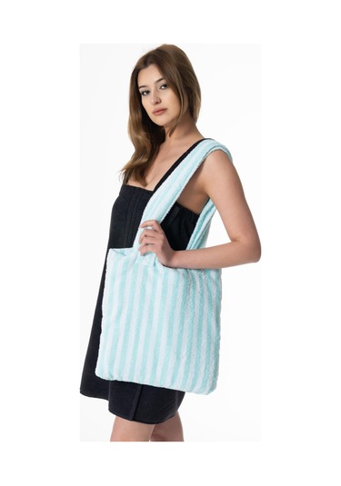 İp Boya Omuz Çantalı Havlu Havuz Deniz Şezlong Havlu+plaj Çantası Turkuaz