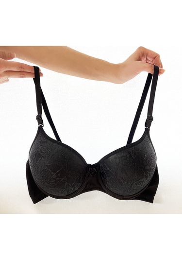 Dantel Detaylı Dolgulu Sütyen Siyah Siyah