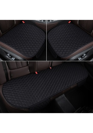 Novahub Kaymaz Dörtgen Keten Araba Koltuk Minderi, Renk: Siyah Arka Sıra Siyah Diğer