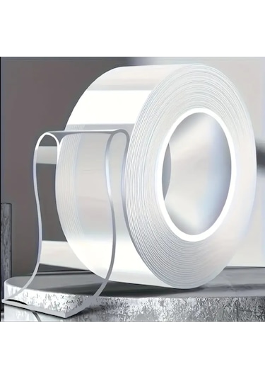 1 Metre Ultra Güçlü Çift Taraflı Nano Bant Halı Tablo Resim Yapıştırma Bandı 2 Cm En