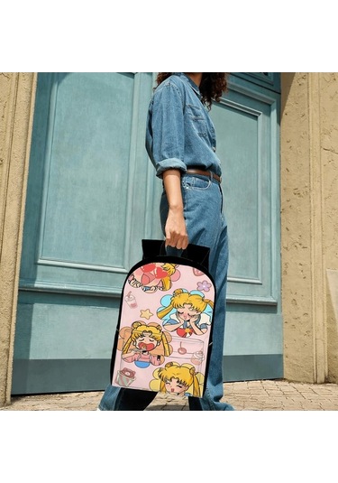 Trendooze Uygun, Siyah Siyah Siyah Sırt Seyahat, Sailor Organizasyon Moon Kawaii Karikatür, İş İnç İle, İçin, Genç, Dizüstü Çoklu Cf53 Çantası, Çalışması Bölmeleri Bilgisayara 15.6 Yl Siyah