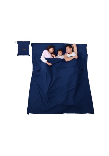 Açık Hava Kamp Otel Seyahati İçin Hafif Uyku Tulumu Astarı Sac Çuval - Koyu Mavi/l