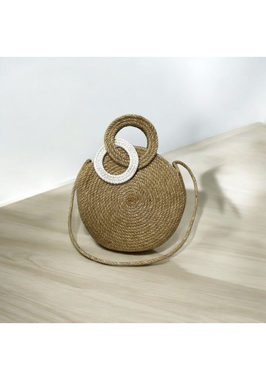 Silindir Hasır Çanta, Yuvarlak Tasarım Çanta, Silindir Omuz Çantası, Sonsuzluk Çantası