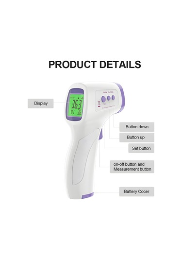 Alın Termometresi Lcd Ekran Ateş Alarmlı Dijital Termometre Gümüş