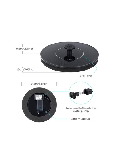 Yunboo Güneş Enerjili Sularüstü Fonten Pompa, Bahçe Ve Avlu Görseli İçin 4 Fıçı, 70cm Maksimum Yükseklik, 150l/saat Debi, Siyah 16cm Çap
