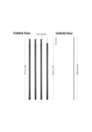 Artfulabode Tenteleri Tenteleri Siyah Şemsiye Mekan Dış Direkleri Destek Çubukları Çerçeve Çadırı Çadır Aksesuarları Adet/set 2 Gp Siyah