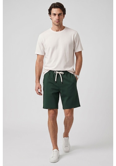 Tommy Life Çam Yeşil Standart Fit Basic Arka Cepli Erkek Şort - 81314