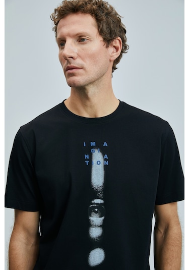 Lufian Eye Modern Grafik T- Shirt Siyah Siyah 111020247100100 SIYAH