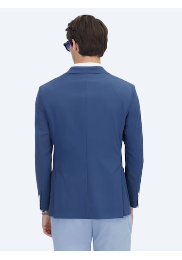İndigo Desenli Modern Fit Ceket İndigo