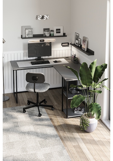 Bofigo Çalışma Masası Ofis Masası Köşe Masa Bilgisayar Masası Odin Antrasit