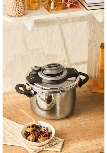 Emsan Montana Siyah Gri Düdüklü Tencere 6 L Gri - Siyah