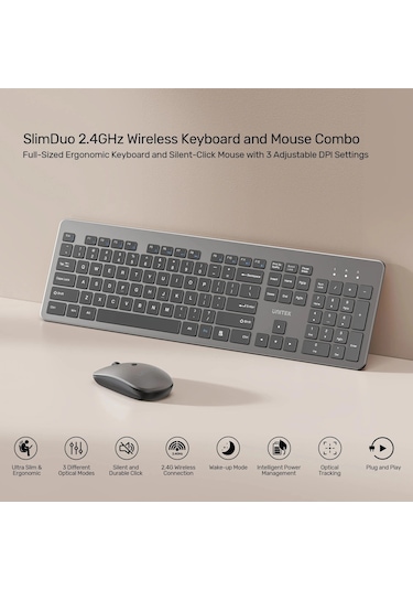 Unıtek Slımduo 2.4ghz Klavye Setı T054agy01-us Optik
