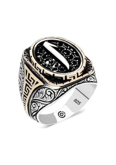Gümüş Elif Oval Erkek Yüzük - 555892545