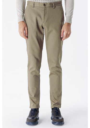 Camel Desenli Armürlü Pamuklu Yan Cepli Slim Fit Dar Kesim Casual Pantolon 1003235120-camel Camel