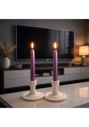 Modern Taş Tozu Dekoratif 2'li Şamdanlık Minimal & Şık Tasarım