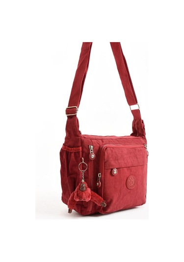 Kadın Postacı Çanta Hafif Klinkır Kumaş 30 27 Cm Çapraz Askılı Omuz Çantası Günlük Kol Çantası Bordo