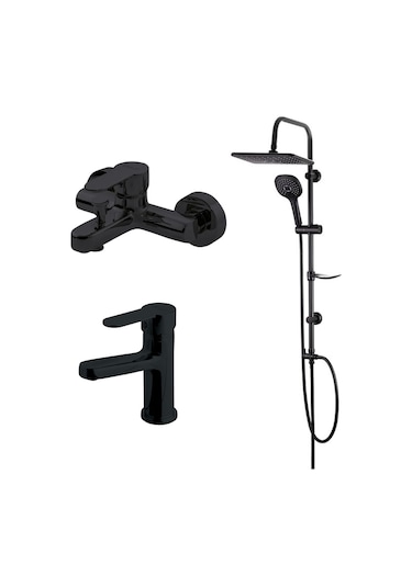 Domino Siyah Banyo,lavabo Bataryası,bold Duş Ünitesi 910530b-971521b-971511b