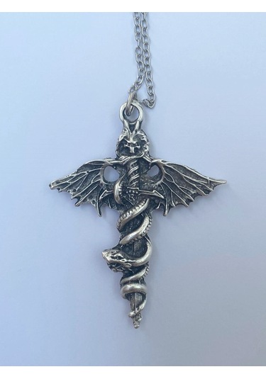 Paytak Moda Kurukafa Skull Kanat Yılan Zincir Kolye Pytkznkly272 Gümüş
