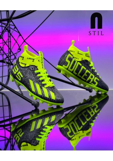 Erkek Çocuk Halısaha Kranpon Çoraplı Çivili Futbol Spor Ayakkabısı F35kr Siyah - Sarı