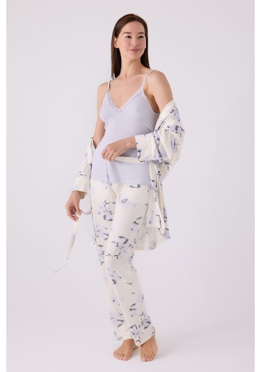 Pierre Cardin Kadın Mavi 3lü Pijama Takımı Pc8885-s-v1 Mavi