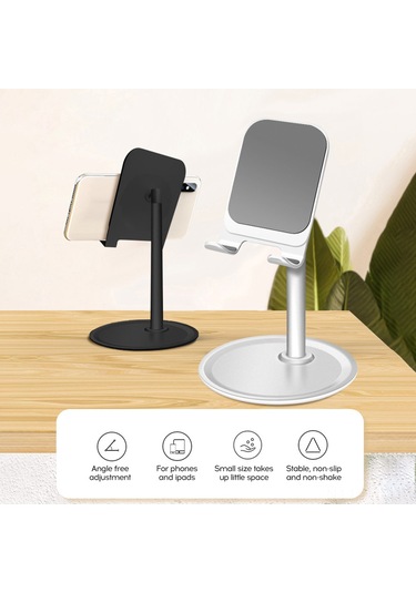 Hangfox Alüminyum Standart Telefon Ve Tablet Tutucu - 45 Derece Açı Ayarlı, Sabit Yükseklik, Dürtüye Dayanıklı, Gümüş Renk