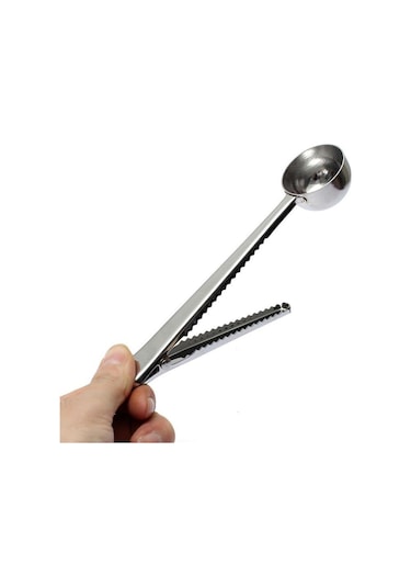 Jms Gümüş 2in1 Paslanmaz Çelik Kahve Kaşığı Sızdırmazlık Klipsi Gümüş Dekorasyon Kahve Makinesi