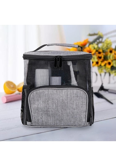 Suntek Seyahat Kozmetik Çantası Fermuar Asılı Örgü Kozmetik Tren Çantası Kadın Erkek Gri Çok Renkli