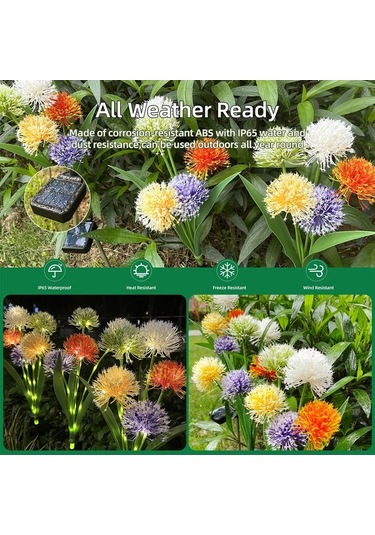 Dancemonkey Su Geçirmez Solar Çiçek Bahçe Işıkları - Dekoratif Çim Teras Feneri Çok Renkli Çok Renkli