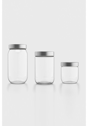 Renga Voca Metal Kapaklı 3 Boy Cam Kavanoz Seti 131080 Gümüş