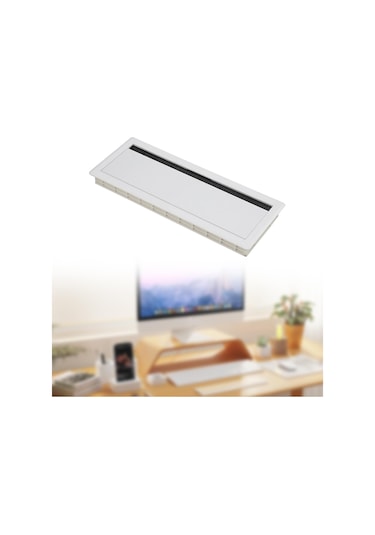 Suntek Ofis Masası Tel Kapak Sabit Çevirme Fırçası Beyaz