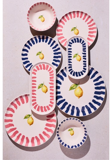 Limone 8 Parça 2 Kişilik Yemek Takımı Cokrenklı Desenli