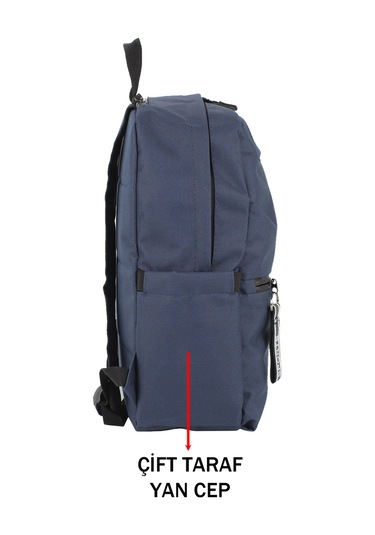 Lacivert Okul Sırt Çantası Ortaokul Lise Geniş İç Hacim Su Geçirmez Kumaş Yandan Cepli Lacivert