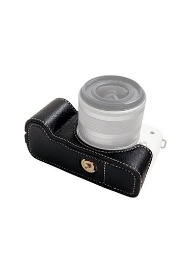 Leezsing Canon Eos M50/m50 Iı/m5 İçin Deri Kılıf - Omuz Askılı, Siyah Su Bufalo Desenli