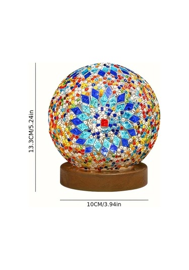 Willowhaven Bohemian Orange B Style Usb Fişli Mozaik Gece Lambası Kademesiz Karartma Yatak Odası Masa Dekoru Ahşap