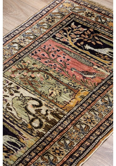 Anatolia El Dokuma Halısı - Yastık Boy - Doğal Yün, Geleneksel Motifler - Leh42875044 Çok Renkli