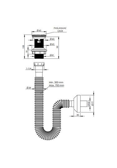 İz Yapı Pop-up Körüklü Sifon Gri