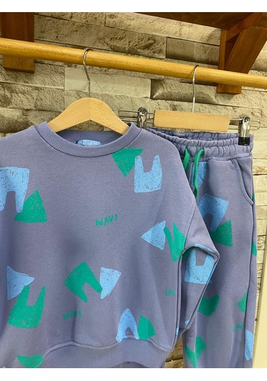 Lacıel Parıs Navi Sloganlı Oversıze Kız Çocuk Eşofman Takım Mor