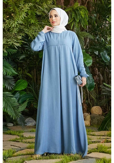 Neways 6482 - Ön Tek Pileli Elbise Mavi