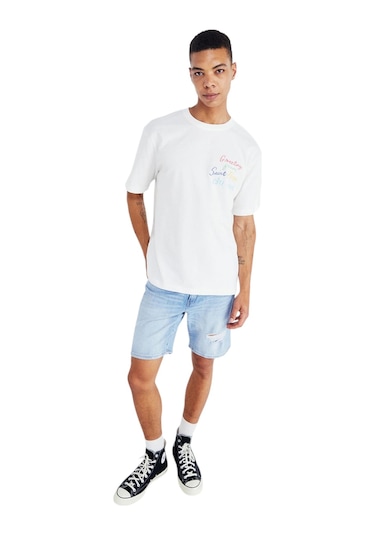 Only O Yaka Baskılı Erkek T-shirt Onsmanı Lıfe Rlx Hıdeout Ss Tee Beyaz